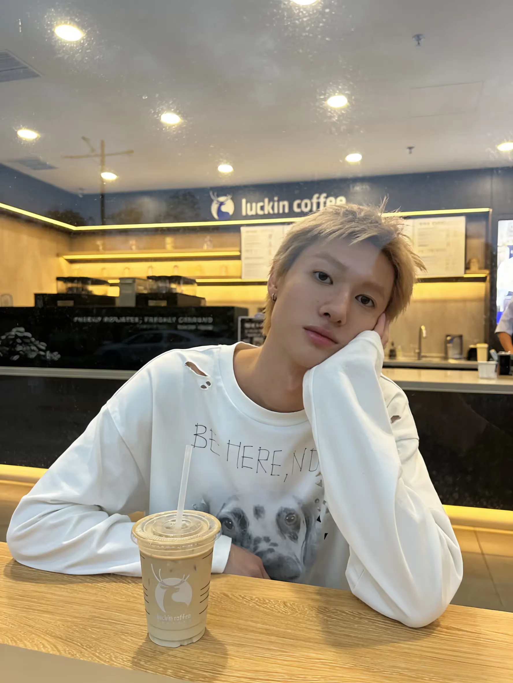 Cortis Martin Inspired Dalmatian Print Distressed Long Sleeve Tee