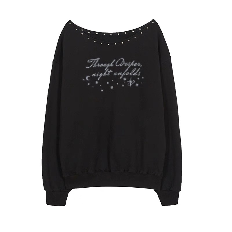 Gidle Shuhua Inspired Rivet Off-Shoulder Sweatshirt