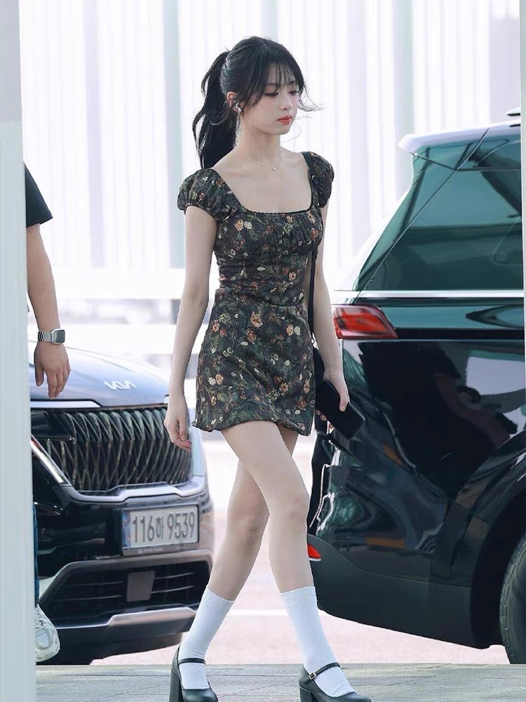 Babymonster Ahyeon Inspired Vintage Floral Dress