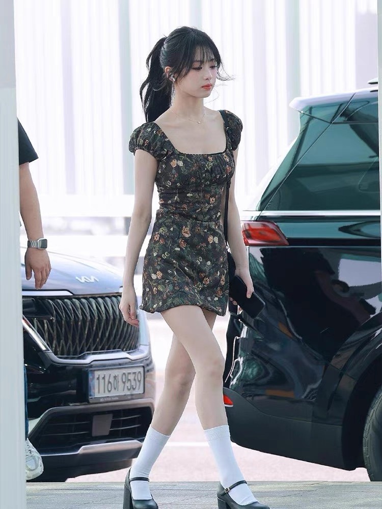 Babymonster Ahyeon Inspired Vintage Floral Dress