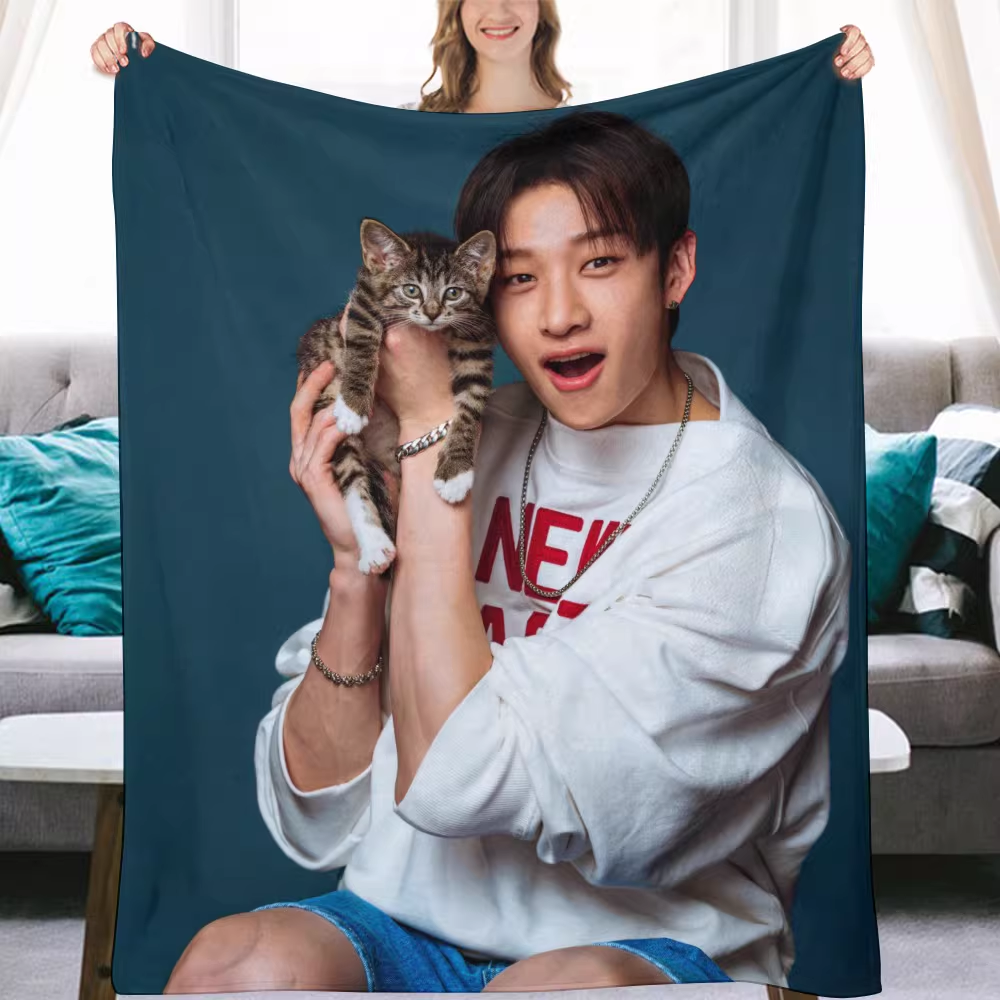 Stray kids Bangchan Fanmade Flanne Blanket - Kpop Concert Fan Blanket-Straykids