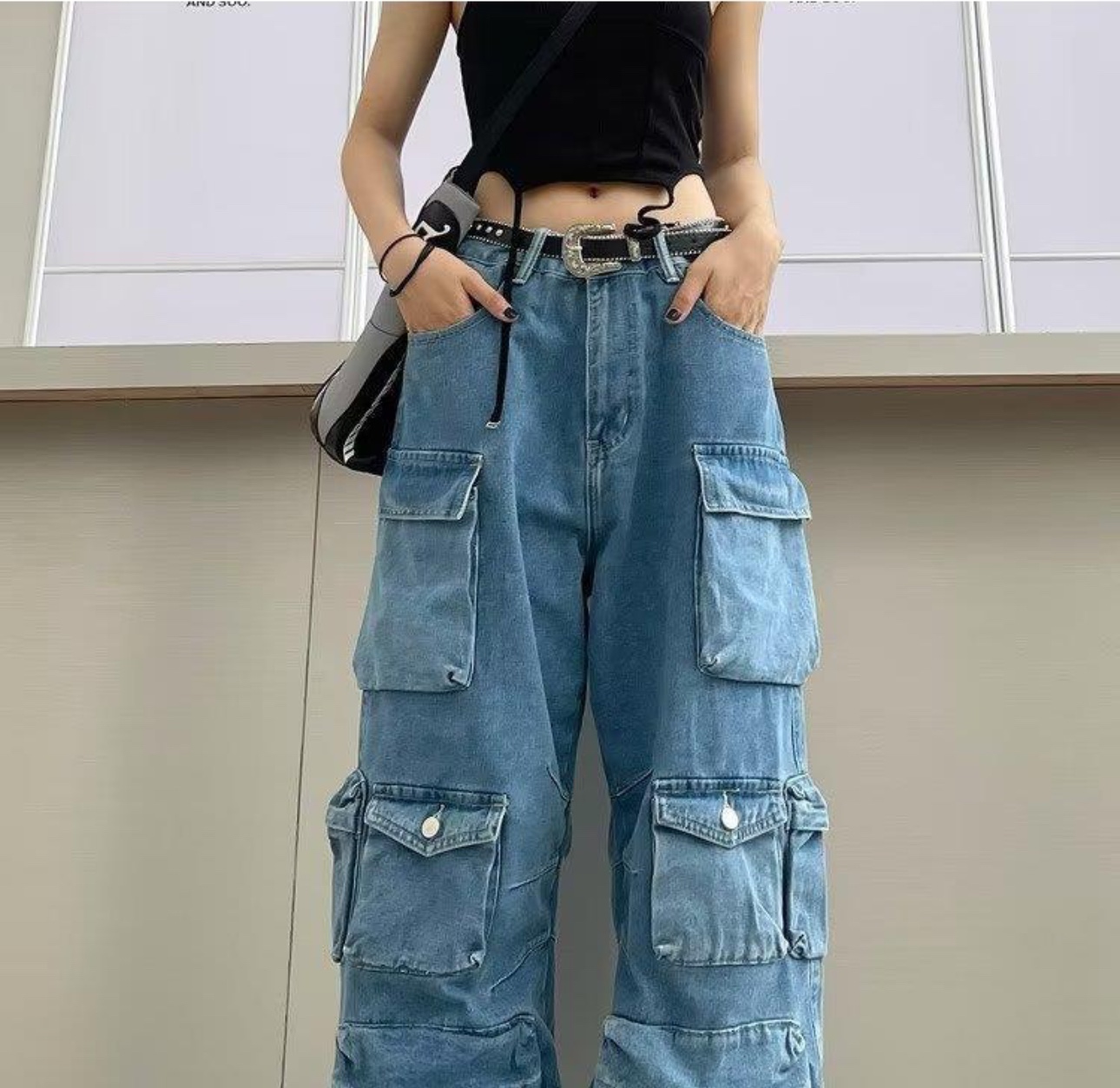 TXT Yeonjun Washed Multiple Pockets Denim pants