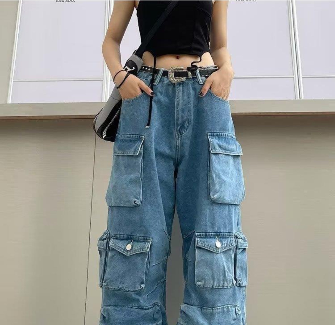 TXT Yeonjun Washed Multiple Pockets Denim pants