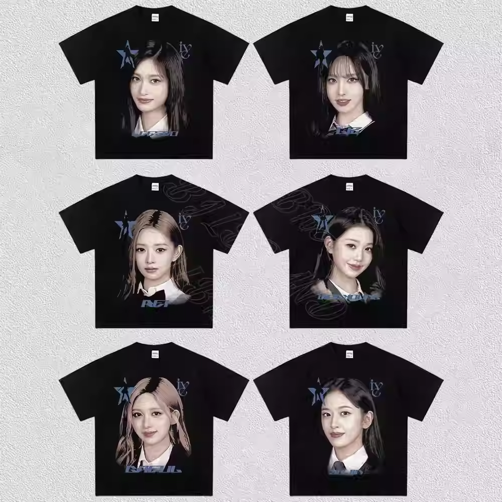 IVE Member Retro Portrait Graphic T-Shirt