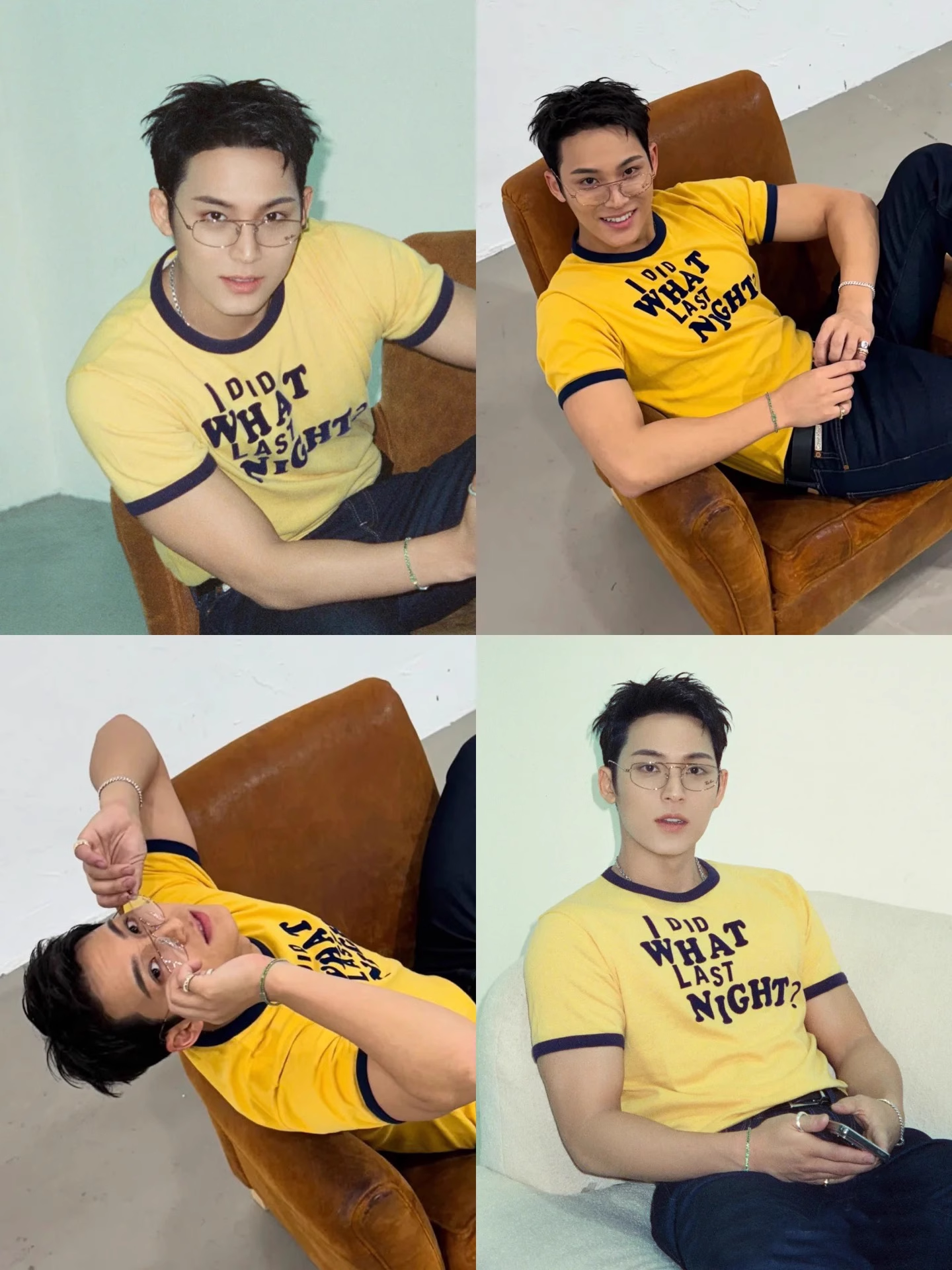 Seventeen Mingyu & TXT Yeonjun Inspired Vibrant Yellow Contrast Short Sleeve Tee