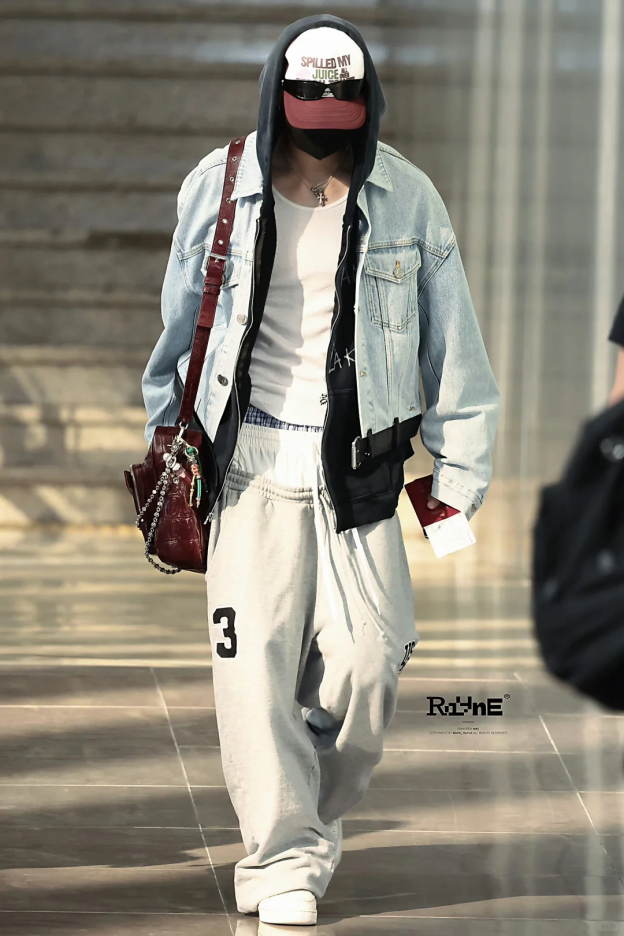 Enhypen Niki Inspired Drawstring Fake Three-Waist Paneled Sweatpants