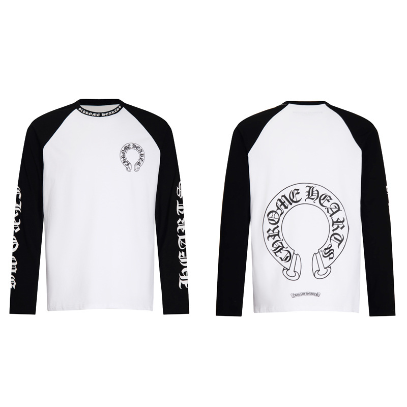 Straykids Hyunjin Inspired Chrome Hearts Style Horseshoe Neck Logo Long Sleeve Shirt-stray kids