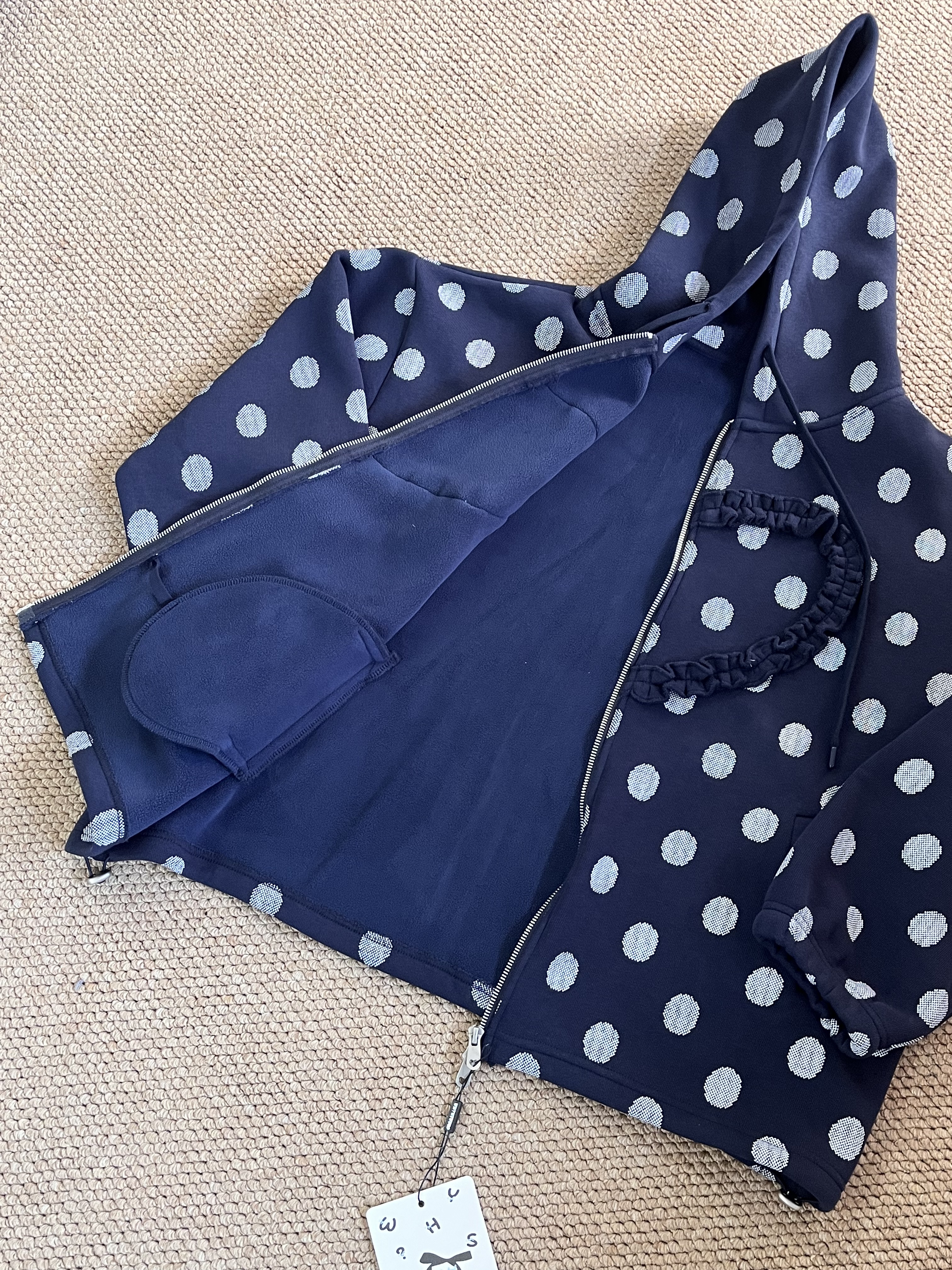 IVE REI Heart Shaped Ruffled Polka dot Zip up Hoodie