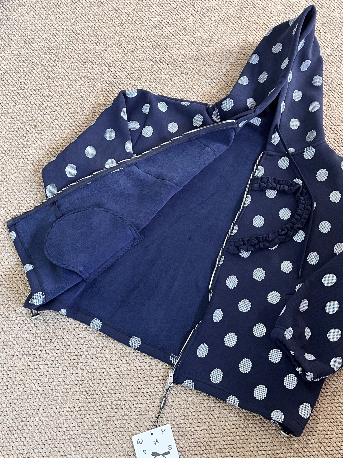 IVE REI Heart Shaped Ruffled Polka dot Zip up Hoodie