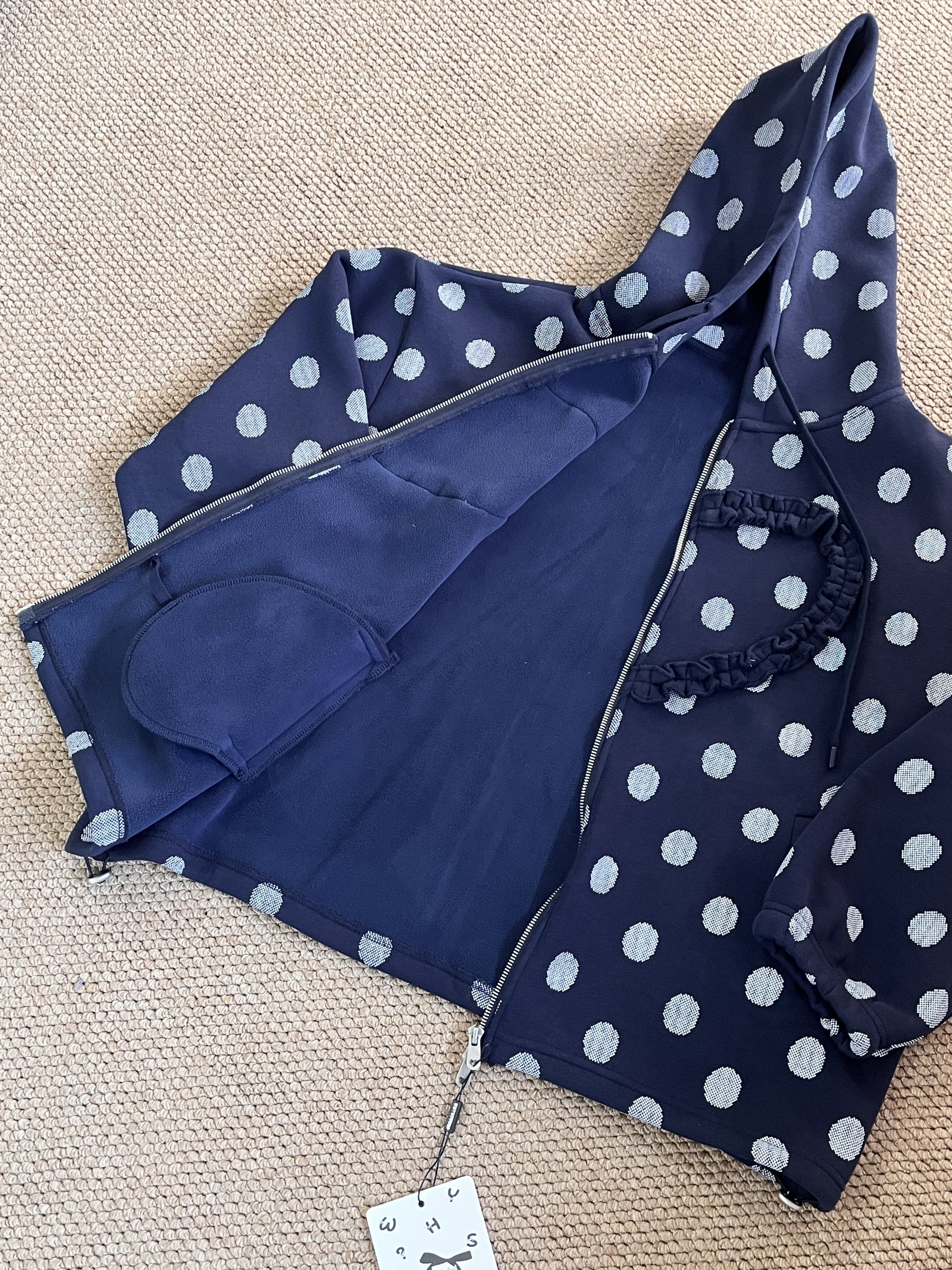 IVE REI Heart Shaped Ruffled Polka dot Zip up Hoodie