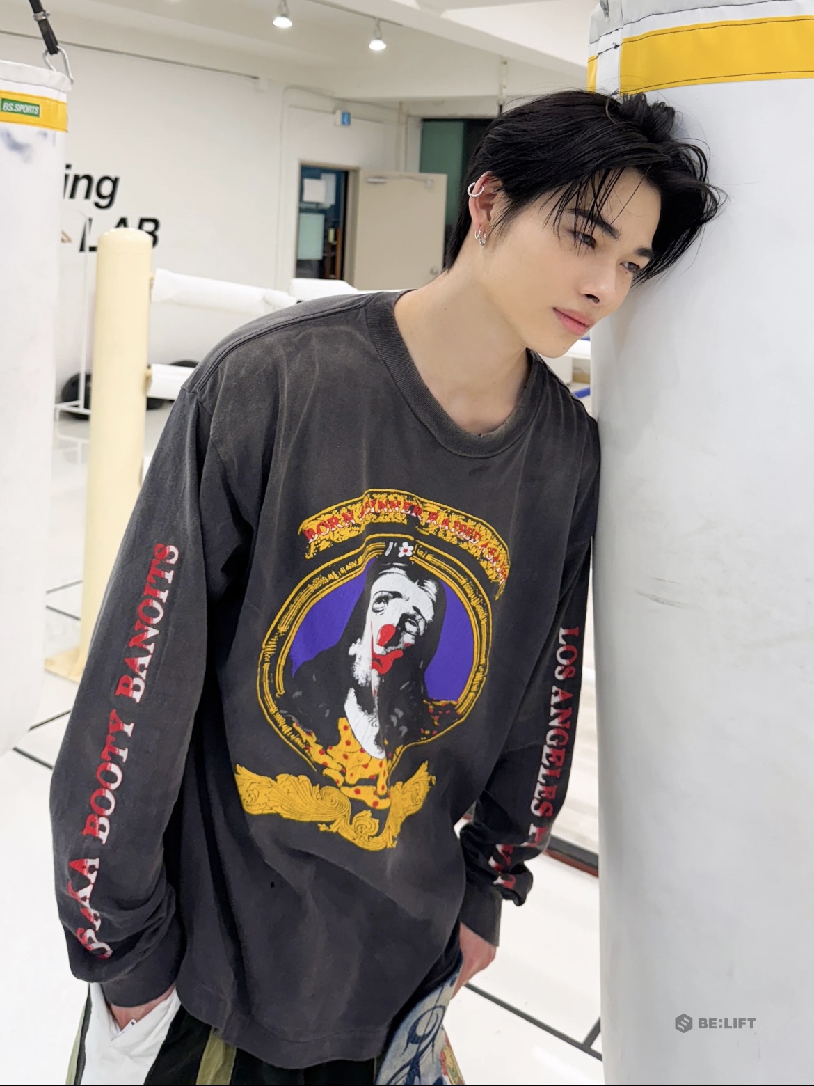 ENHYPEN Niki Inspired Clown Print Distressed Long Sleeve T-Shirt