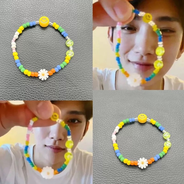 SEVENTEEN Joshua Colorful Beaded Smiley Daisy Sunflower Handmade  Bracelet