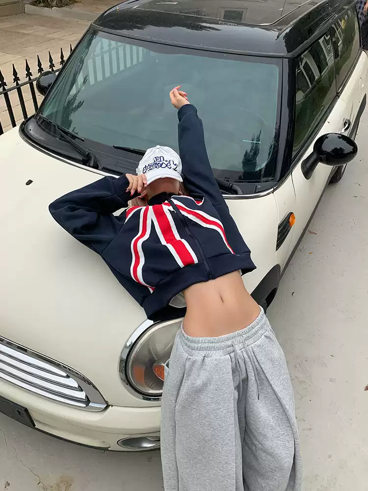 Lngshot Woojin Inspired Union Jack British Flag Striped Zip Up Track Jacket