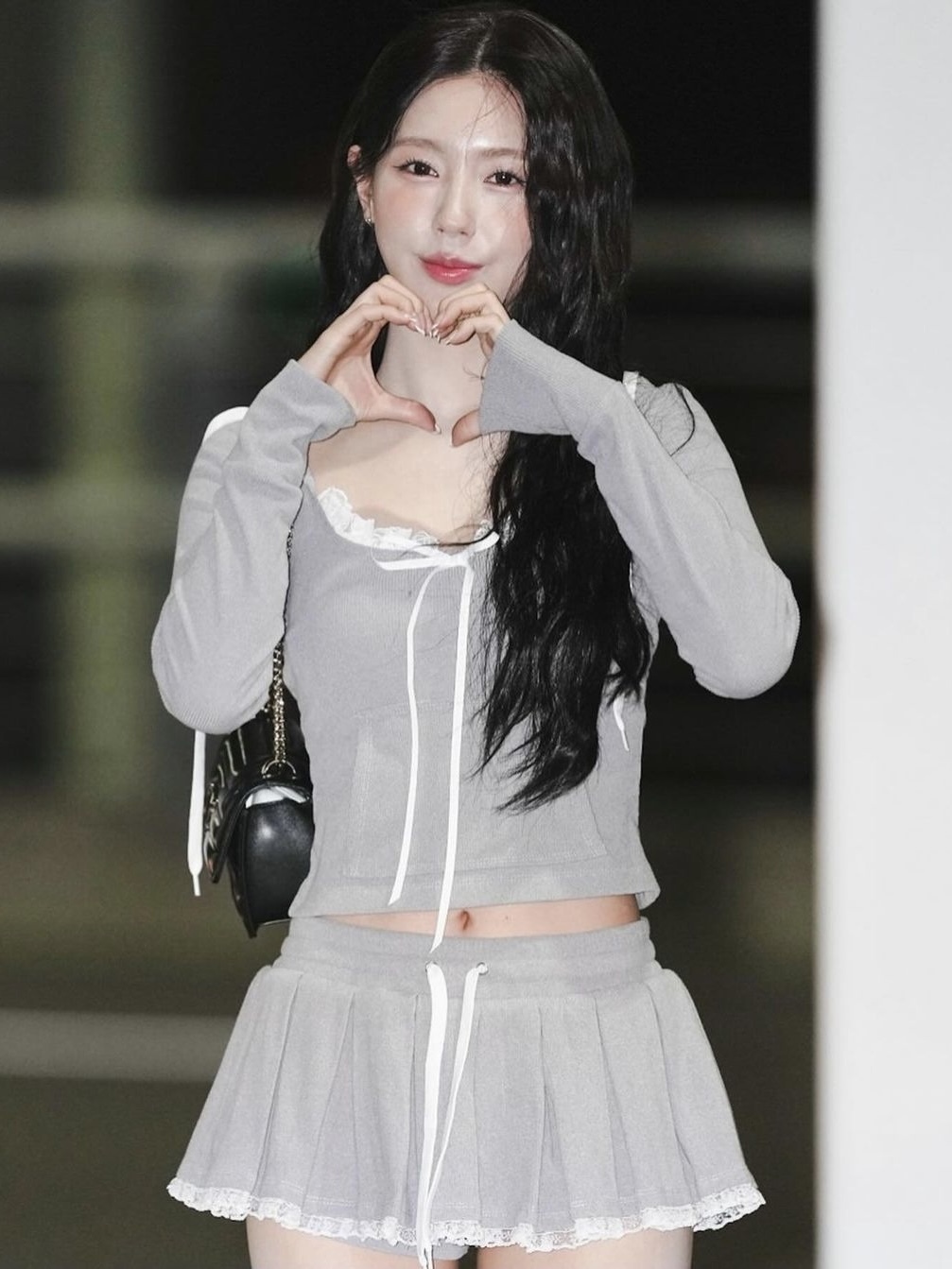 Gray Knit Lace Lace Panty Dress-Blackpink Jennie