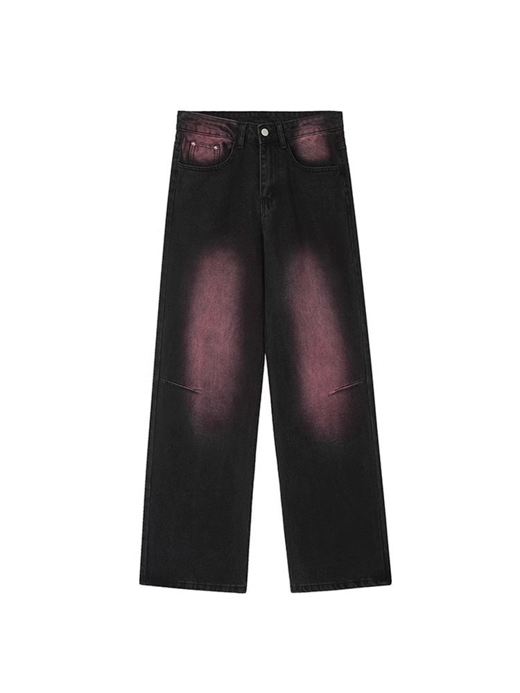 Straykids Jeongin Black Red inspired Straight Cut Washed Jeans Pant