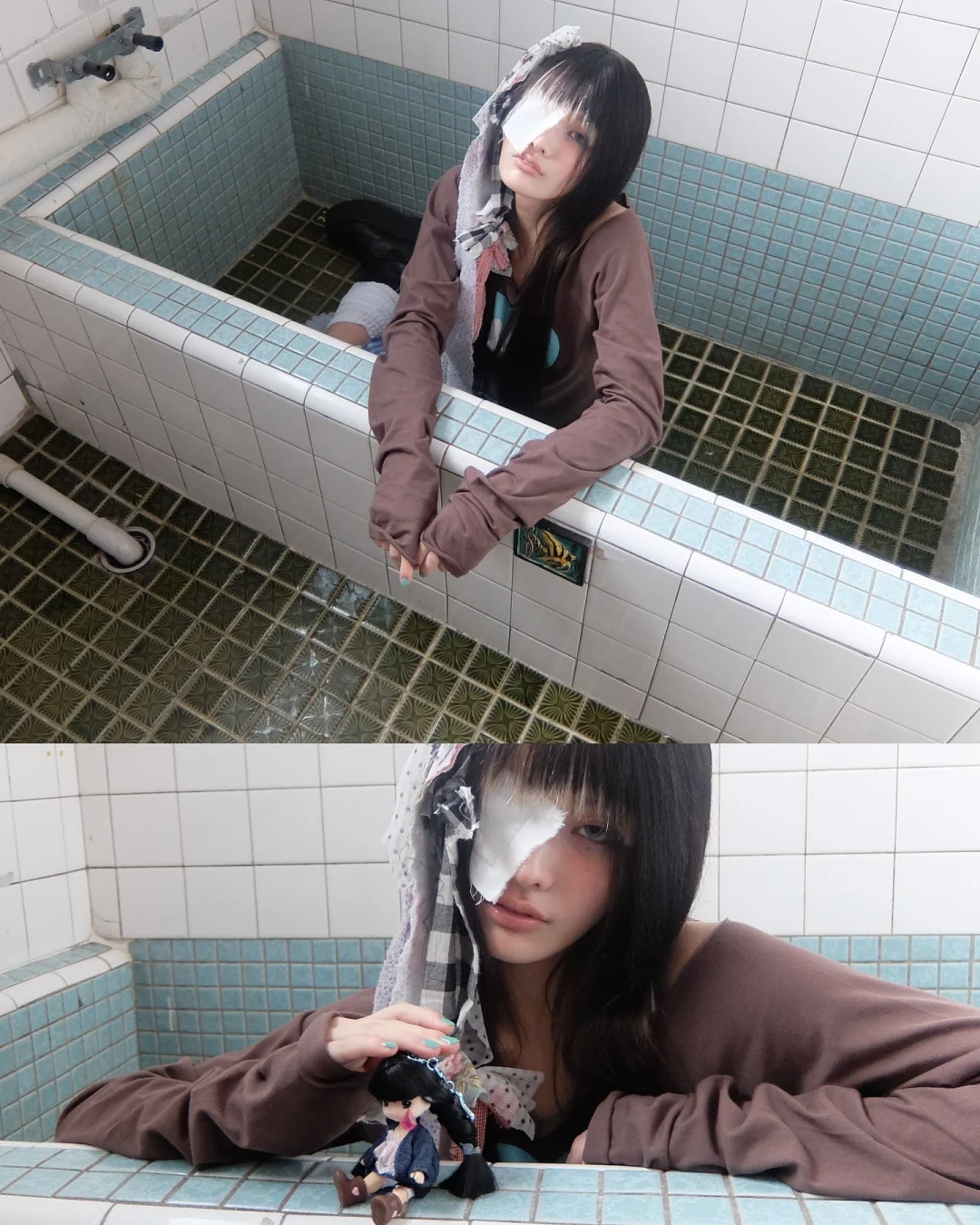 ILLIT Inspired Cross Heart Cut Off Long Sleeve