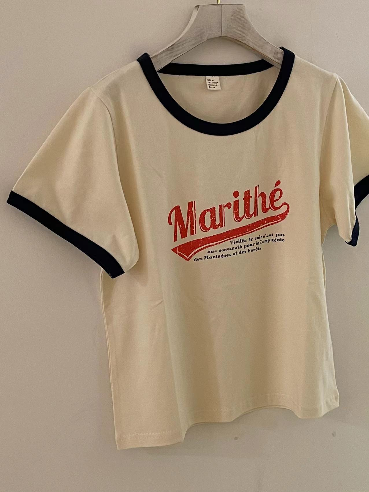 Red Velvet JOY Inspired Vintage Letter Print Short Sleeve Tee