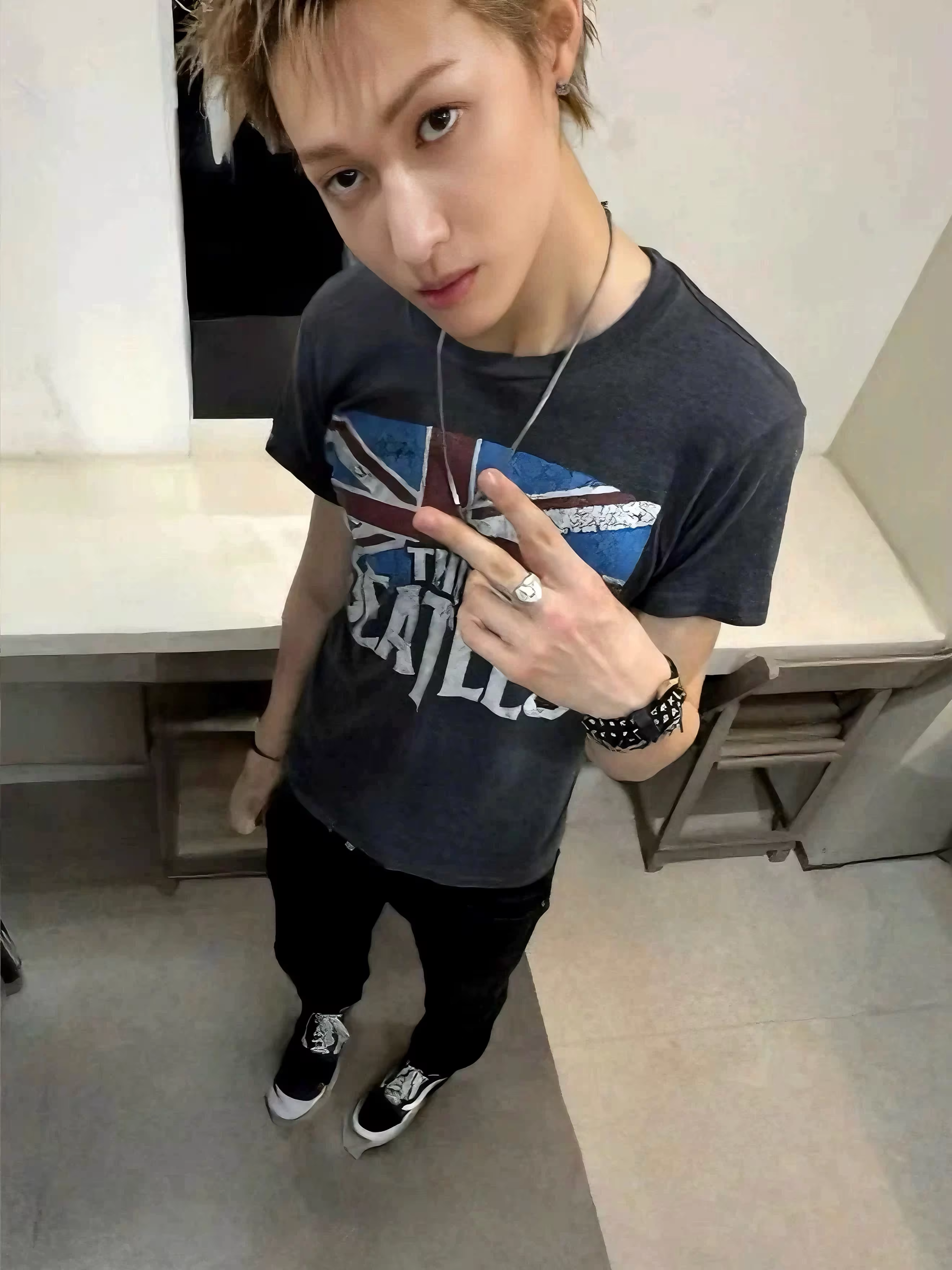 Cortis Martin Inspired The Beatles British Flag Washed Distressed T-Shirt