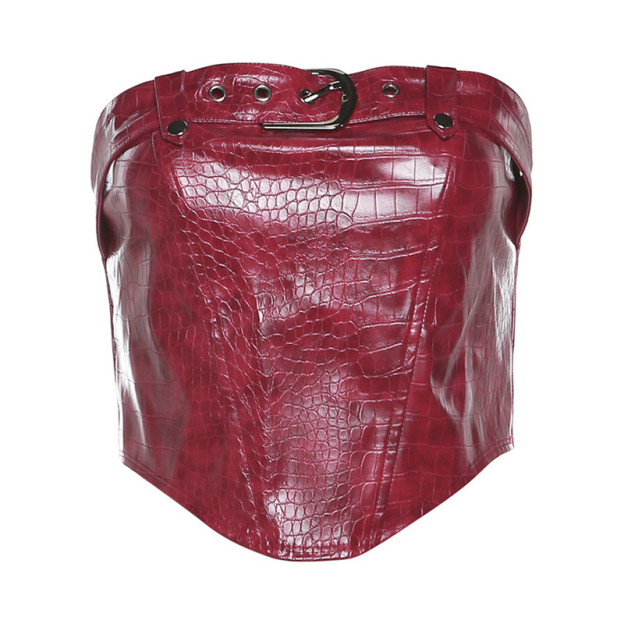 Snake Print Leather Buckle Tube Top -Straykids concert outfitidea for STAY