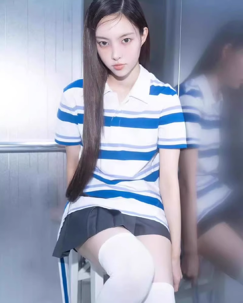 illit Yunah Striped Polo Shirt