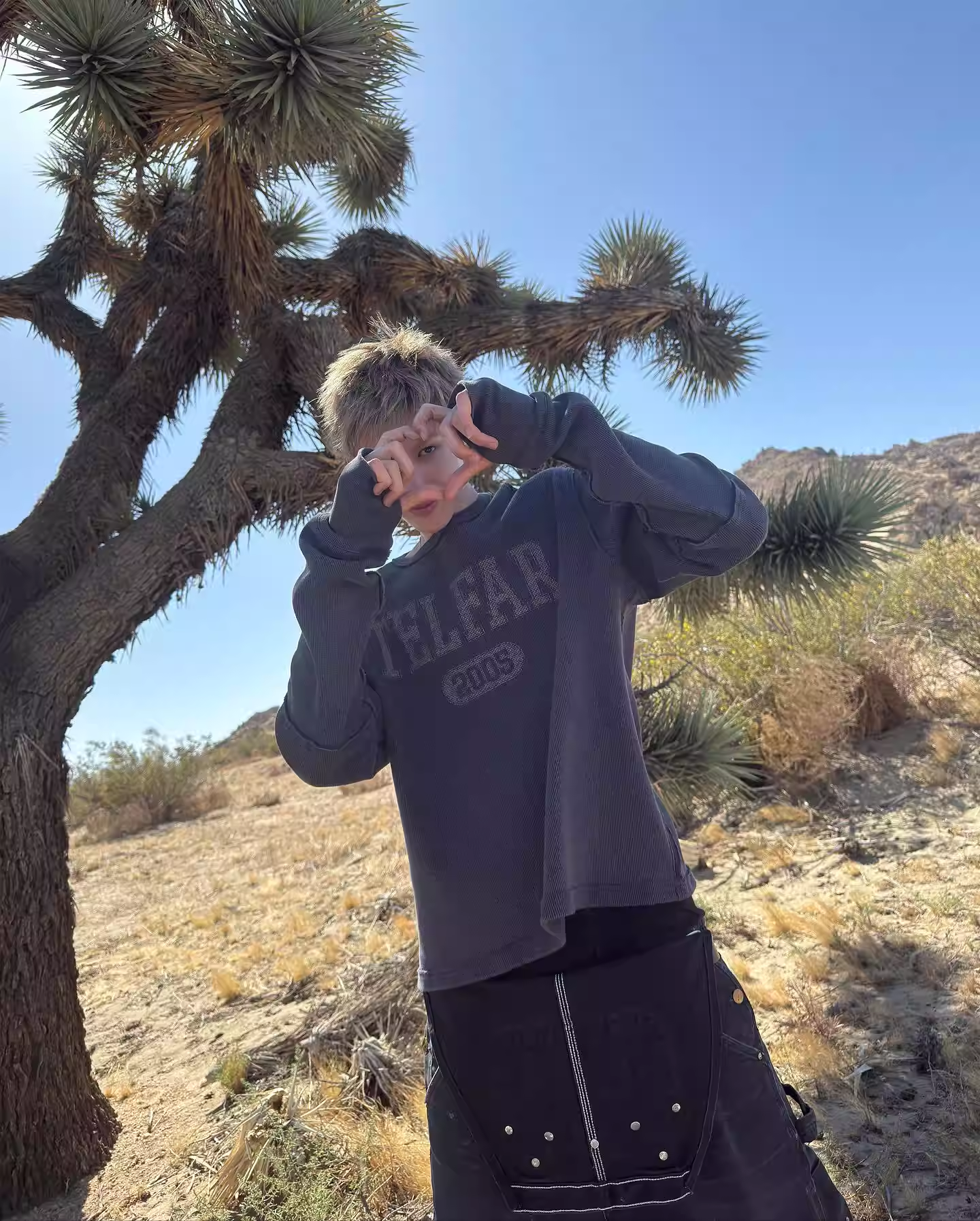 Cortis Martin Inspired Waffle Knit Rhinestone Long Sleeve Tee