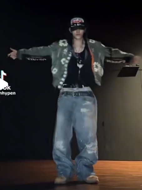 Enhypen Niki Inspired Trompe L‘oeil Denim Printed Pants