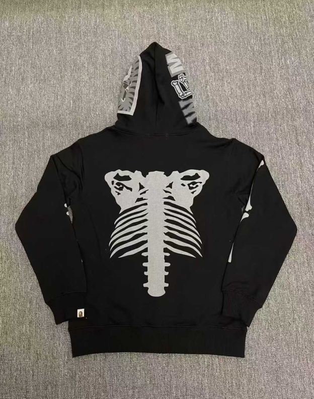 Lngshot ryul inspired shark heavy bape skeleton full zip hoodie