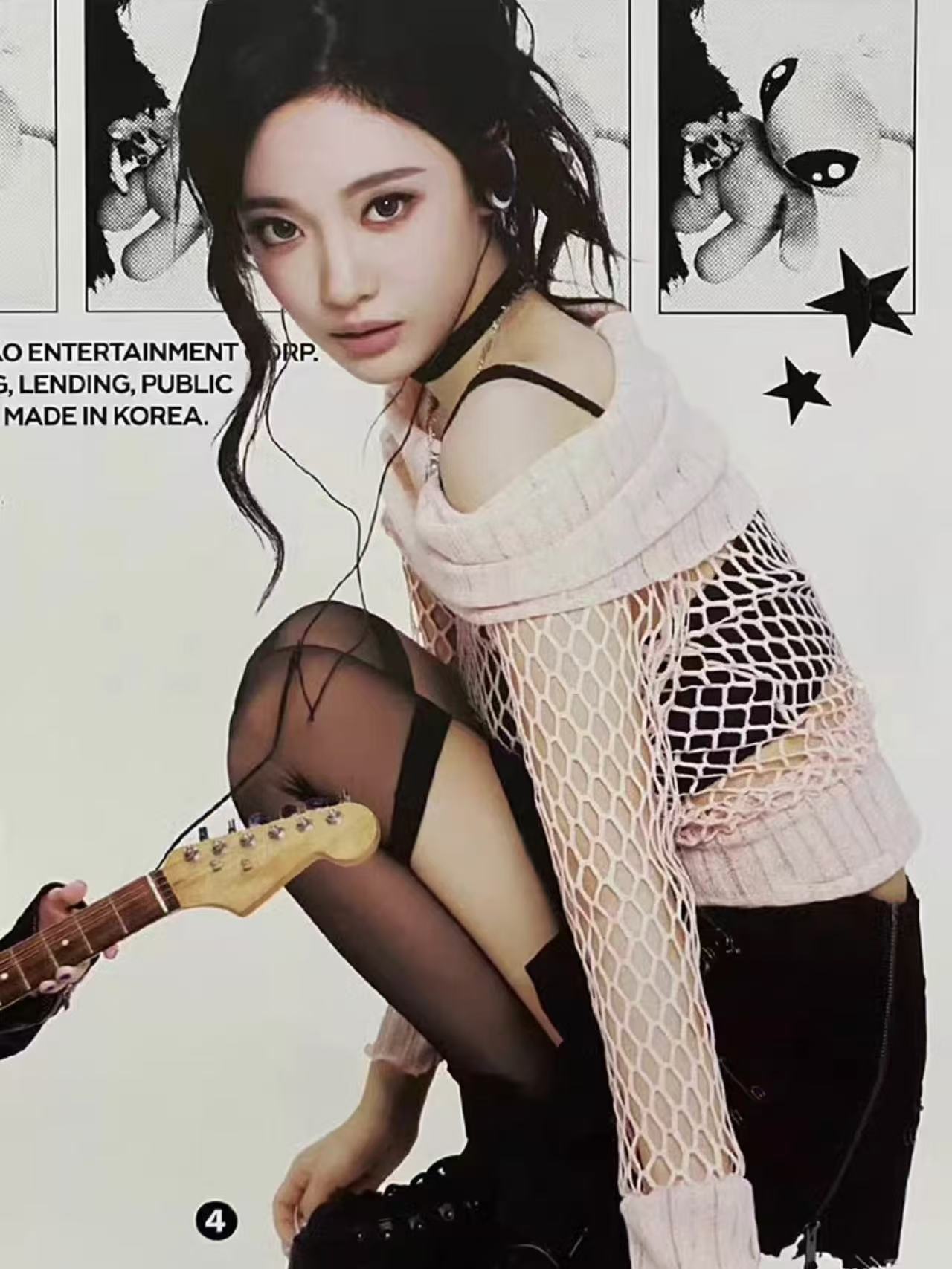 Pink Boat Neck Cutout Knit Sweater-Aespa Ningning