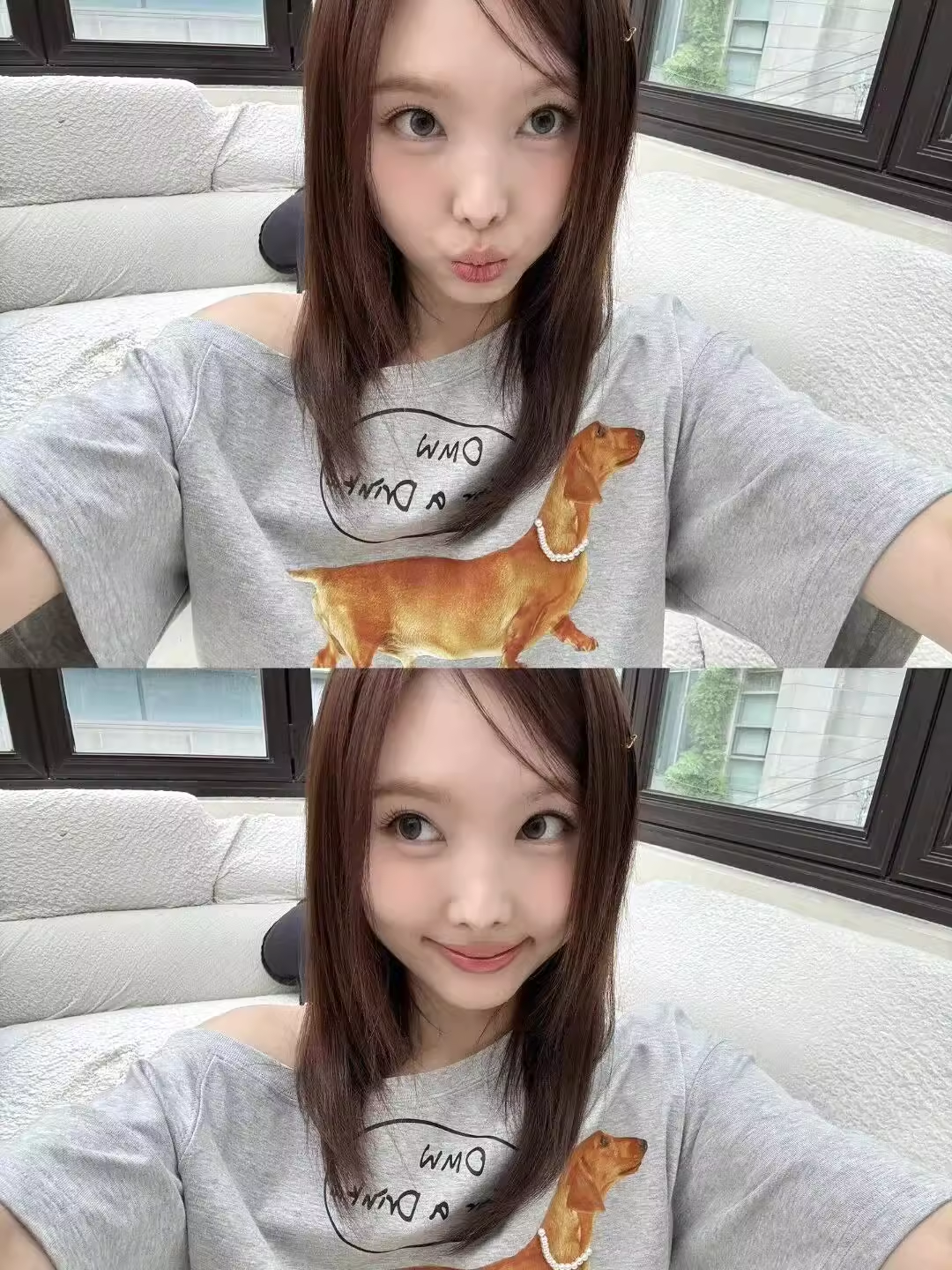 TWICE Nayeon Inspired Off Shoulder Dachshund Graphic Tee
