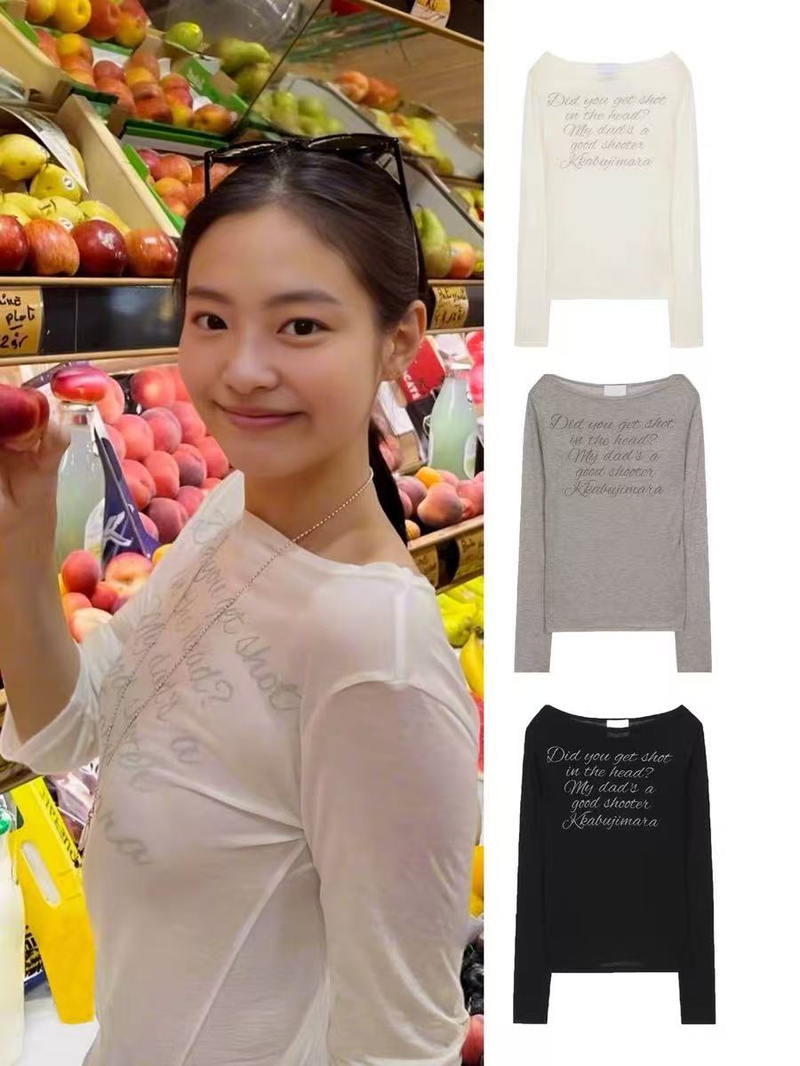 Blackpink Jennie Inspired Lettering Sheer Long Sleeve