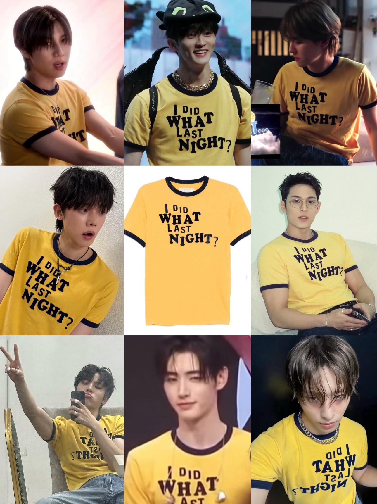 Seventeen Mingyu & TXT Yeonjun Inspired Vibrant Yellow Contrast Short Sleeve Tee