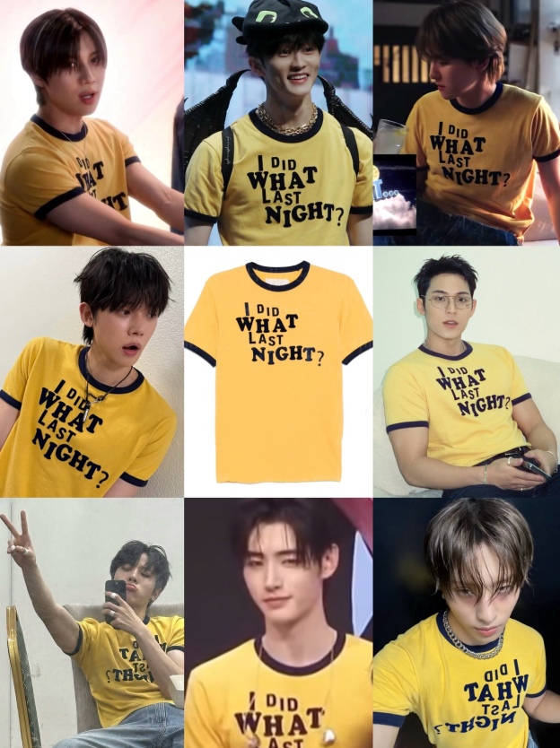 Seventeen Mingyu & TXT Yeonjun Inspired Vibrant Yellow Contrast Short Sleeve Tee