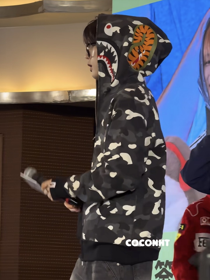 Boynextdoor Taesan Camo Bape shark Print inspired zip up hoodie jacket