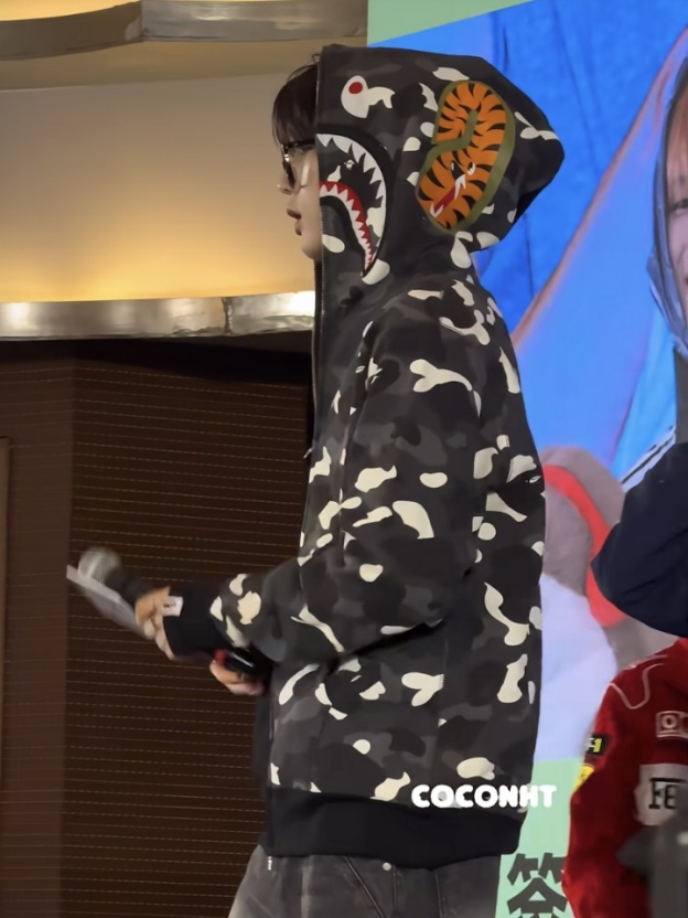 Boynextdoor Taesan Camo Bape shark Print inspired zip up hoodie jacket