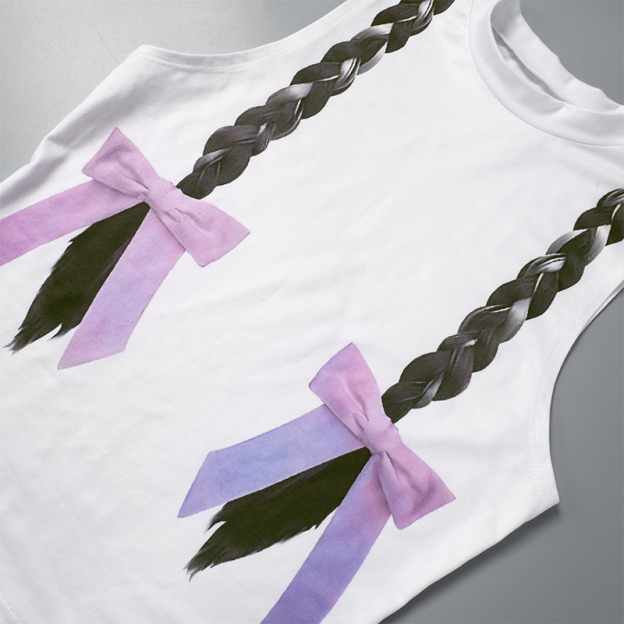 Lesserafim Chaewon Braids Print Sleeveless Crop Top