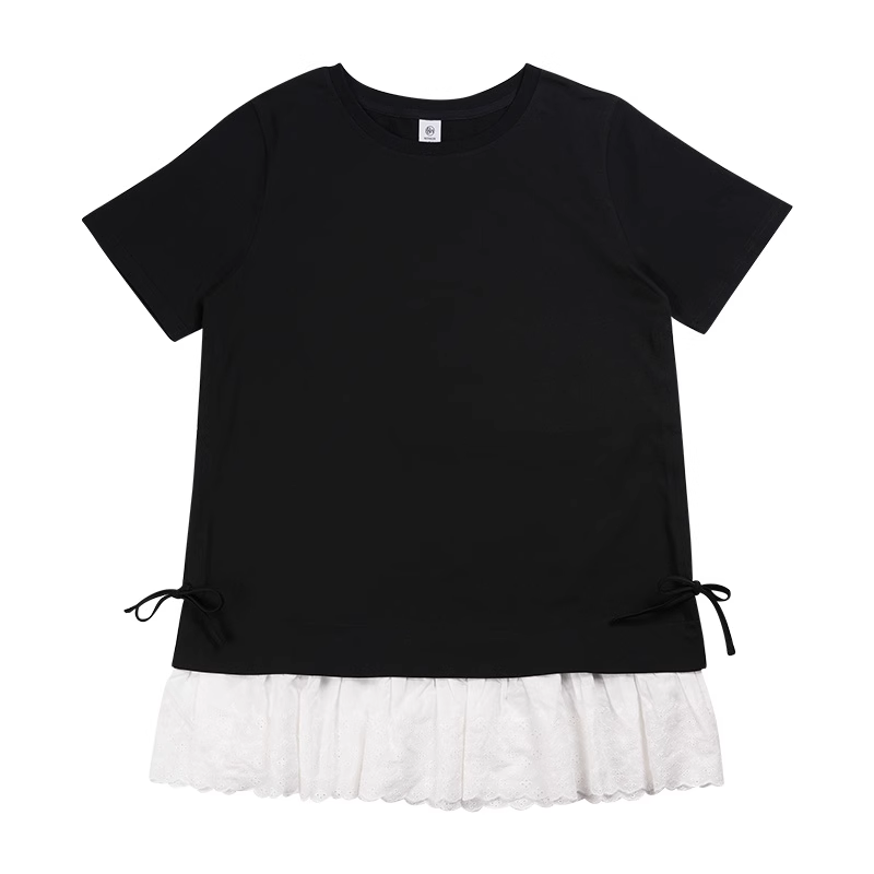 IVE Rei Lace Spliced Hem Short Sleeve T-Shirt