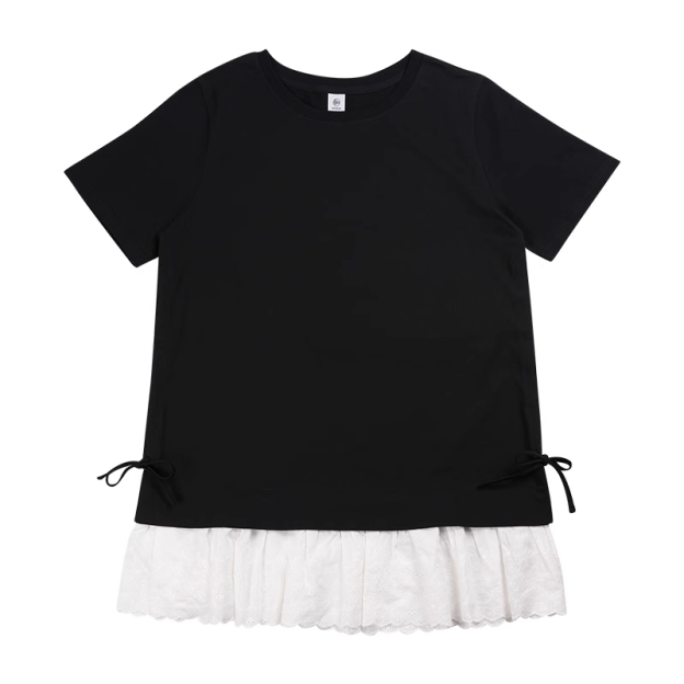 IVE Rei Lace Spliced Hem Short Sleeve T-Shirt
