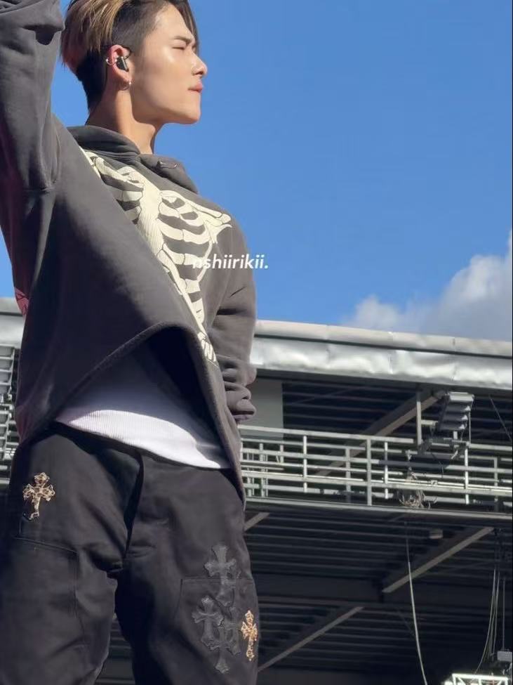 Enhypen Niki Inspired Chrome Hearts Style Leopard Print Cross Patch Pants-NI-KI