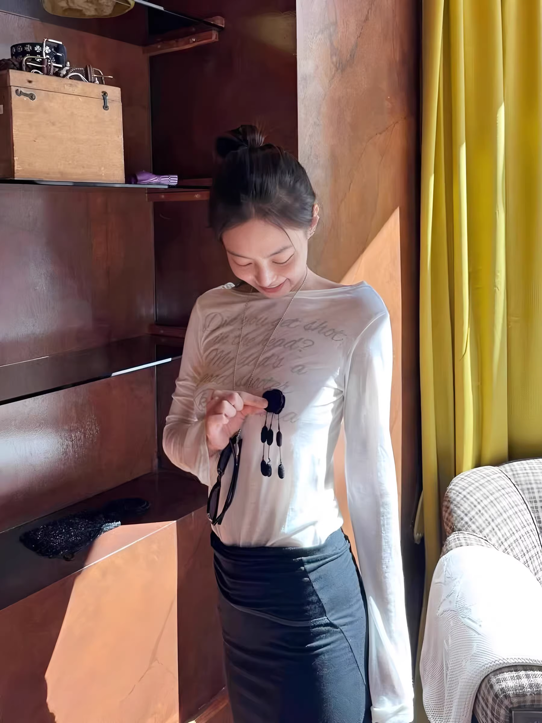 Blackpink Jennie Inspired Lettering Sheer Long Sleeve