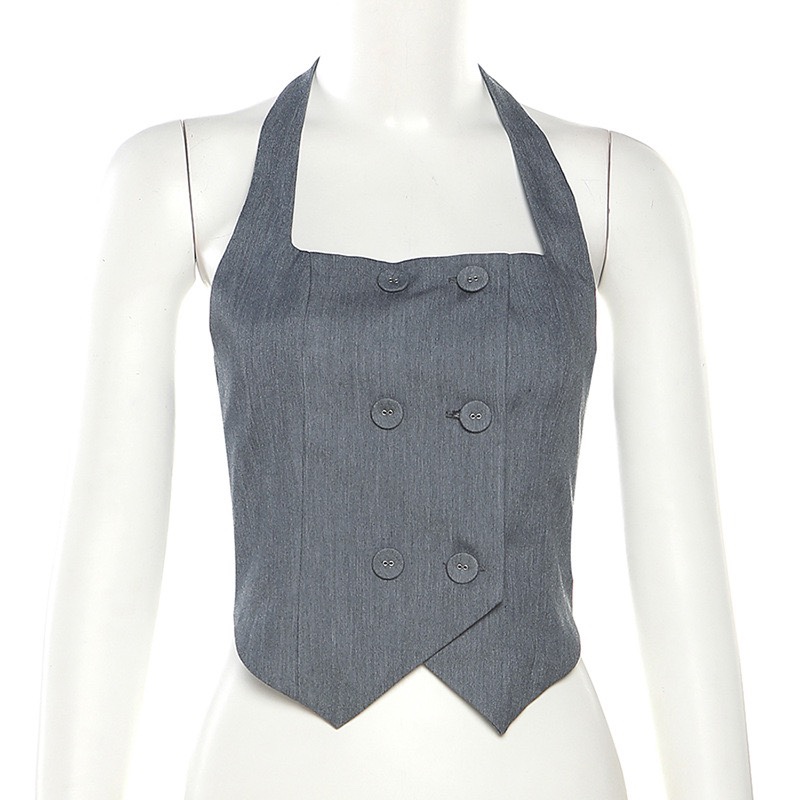 Blackpink Jennie Inspired Grey Halter Vest Top