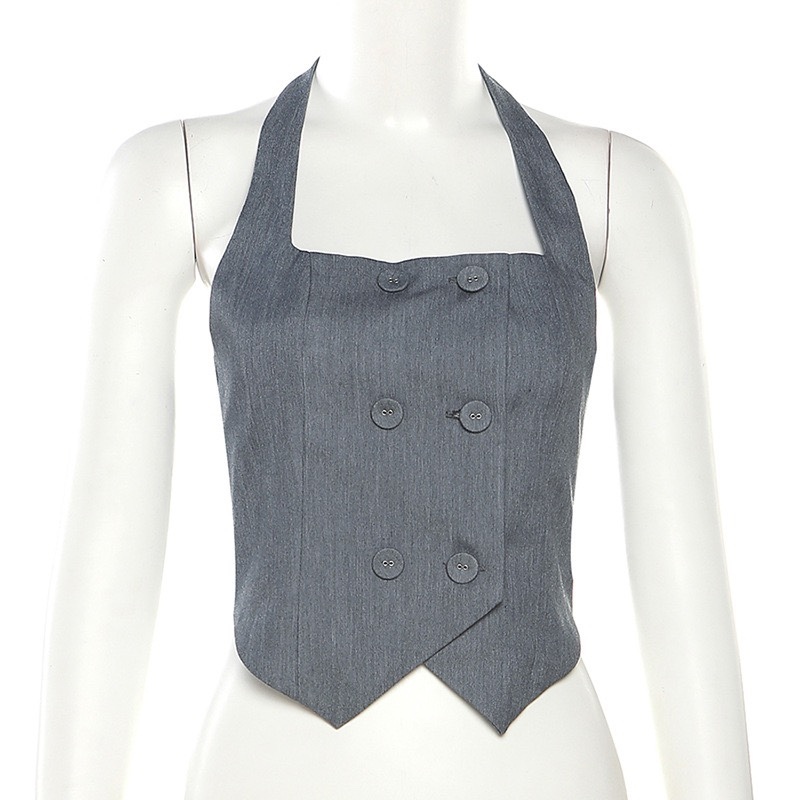 Blackpink Jennie Inspired Grey Halter Vest Top