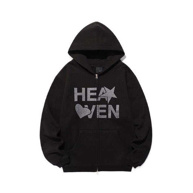 TWS Dohoon Inspired HEAVEN Star Heart Full Zip Hoodie