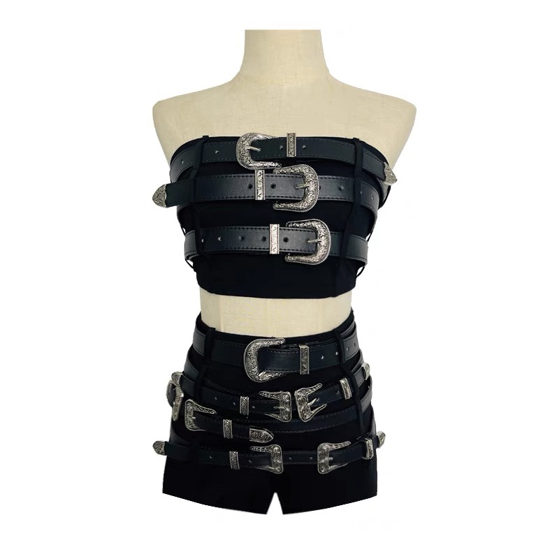 Red Velvet Seulgi Inspired Strapless Belt-adorned Top&Shorts Set