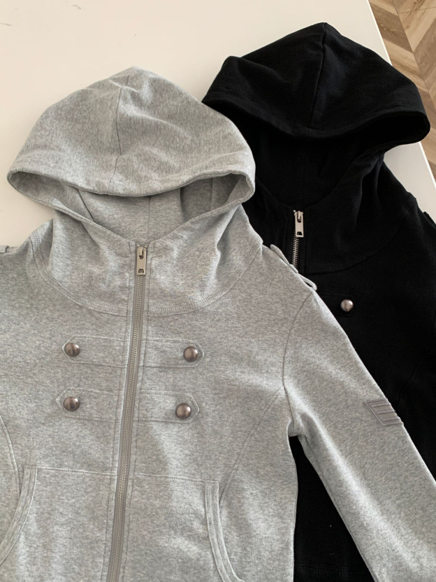 Aespa Ningning Inspired Napoleon Military Hooded Cropped Zip‑Up Jacket