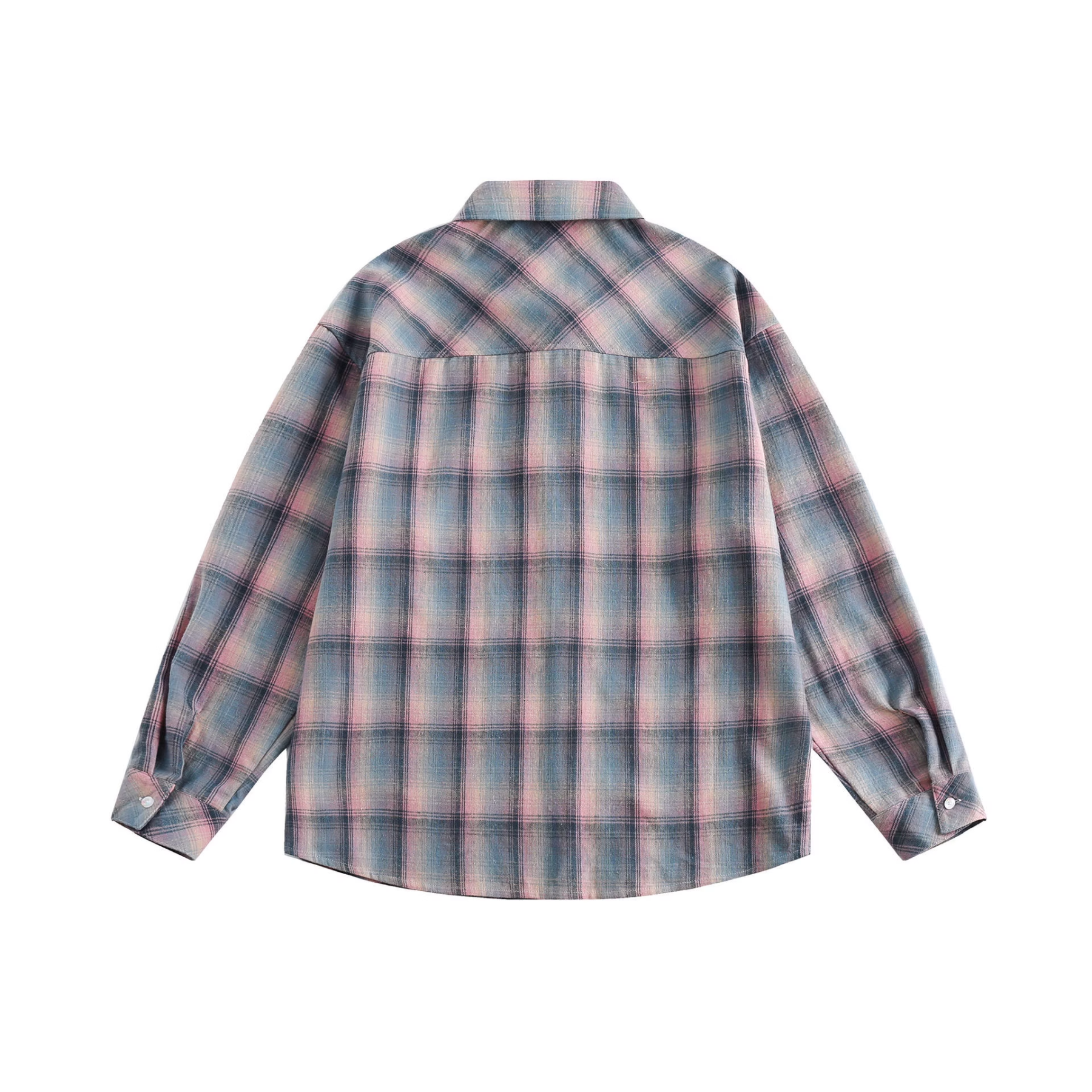 LE SSERAFIM Sakura& BABYMONSTER Ahyeon Inspired Colorblock Plaid Shirt