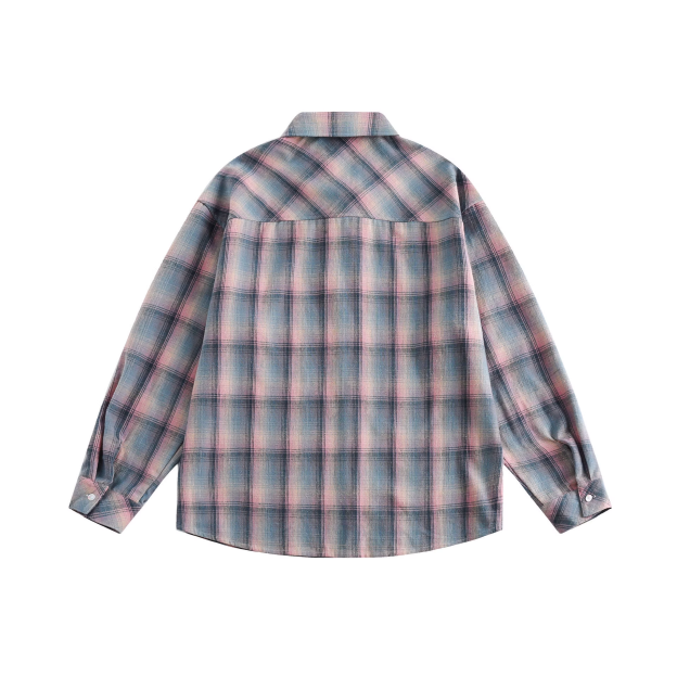 LE SSERAFIM Sakura& BABYMONSTER Ahyeon Inspired Colorblock Plaid Shirt