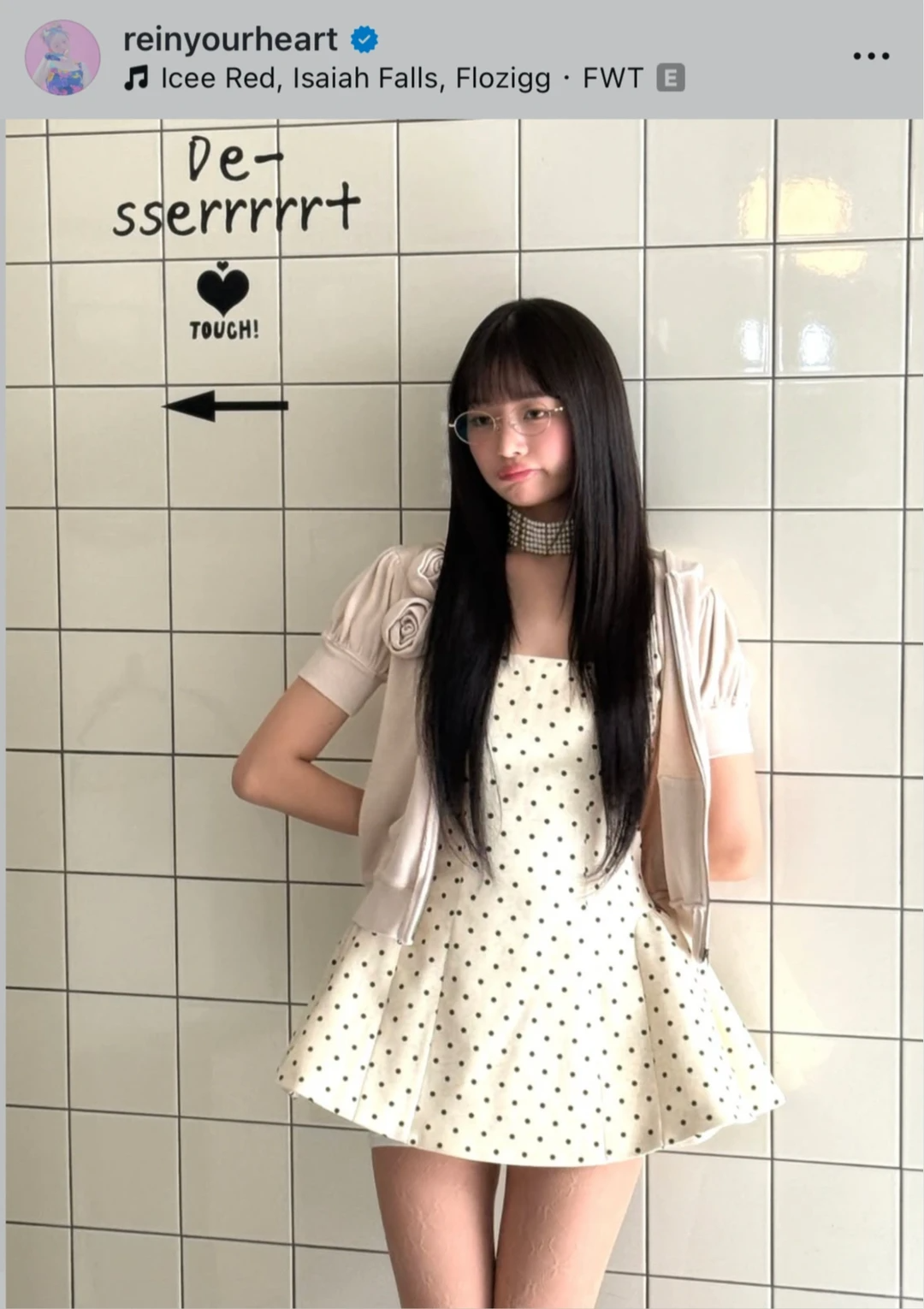 Blackpink Jennie&IVE Rei  Square Neck dot Dress