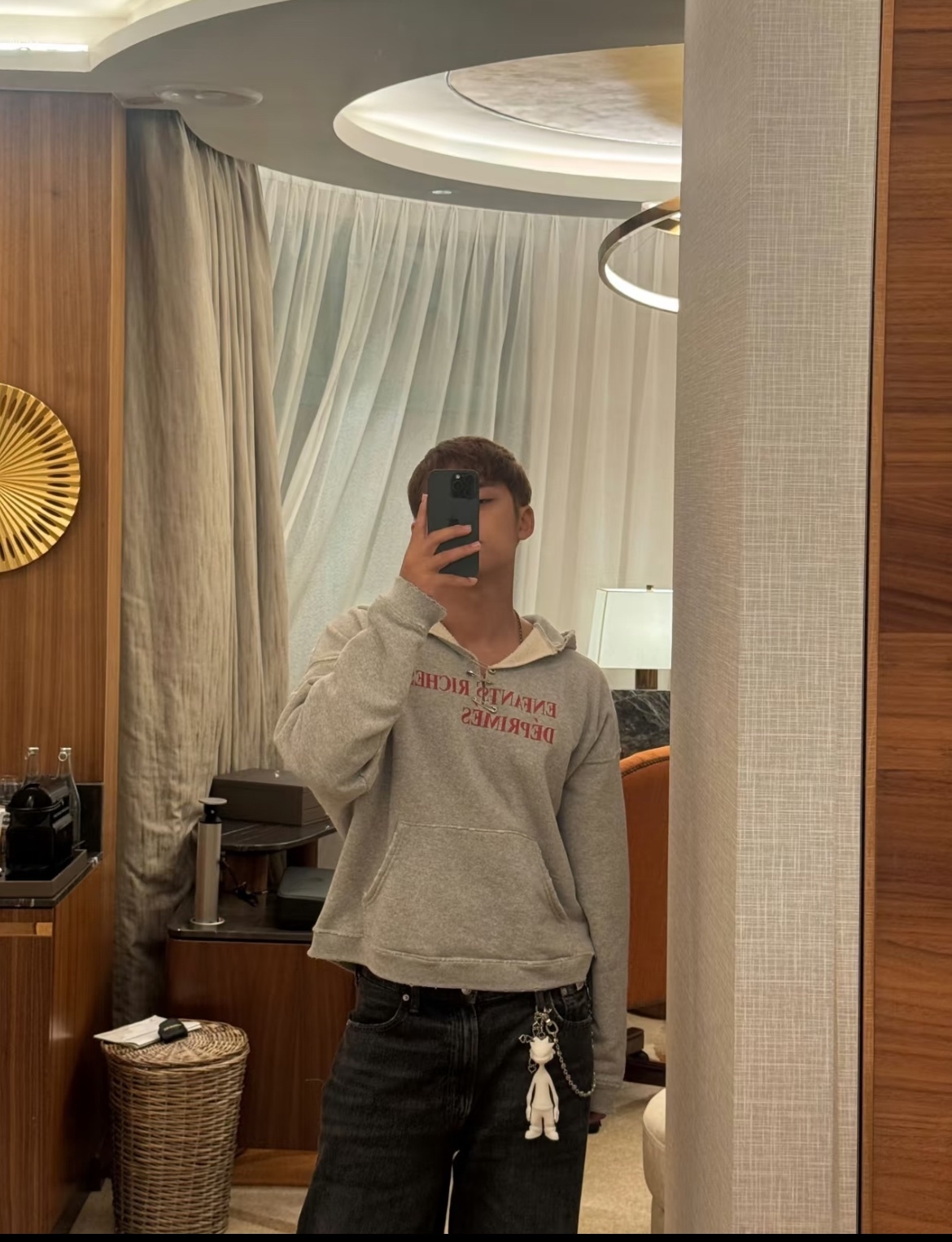 Enhypen Niki & Seventeen Mingyu Gray Vintage Keywords Distressed inspired Oversized Hoodie