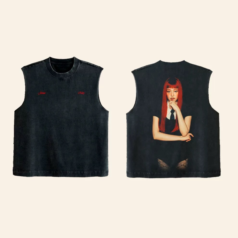 blackpink jennie Ruby merch inspired Red Sleeveless T-Shirt
