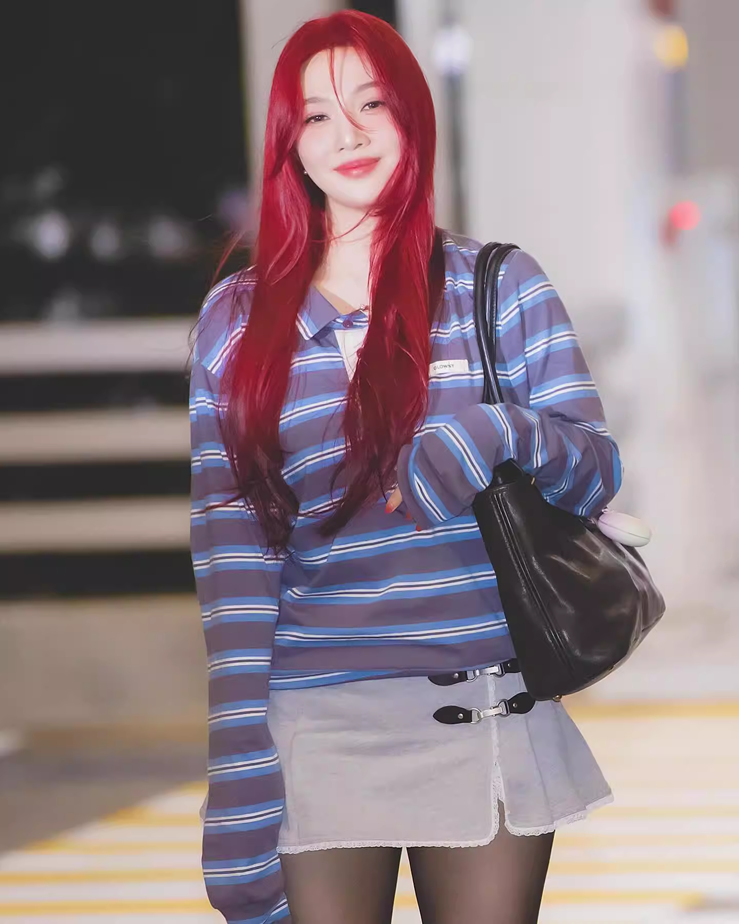 Red Velvet Joy Grey Lace Trimmed Pleated Mini Skirt